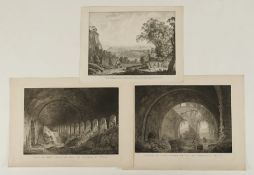 drei Ansichten, Italien, eine Litho und zwei Stiche, ungerahmt