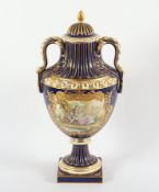 große Deckelvase, Keramik, Frankreich, E.19.Jh.