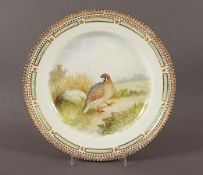 Teller Flora Danica, Coturnix comunis, Royal Copenhagen, um 1930