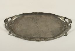 Jugendstil-Tablett, Zinn, Entwurf Hugo Leven von 1904, Kayser, Krefeld