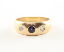 Bandring, 585/ooo GG, gepr., Safir, Diamanten