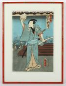 Farbholzschnitt, Utagawa kunisada, Oban, gerahmt