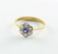 Safir-Diamantring, 750/ooo GG, 2,6g