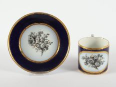Tasse mit Untertasse, Camaieumalerei, KPM Berlin, um 1800