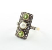 Peridot-/Perlring, GG/Silber