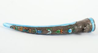 Fingernagelschoner, Silber, farbig emailliert, China