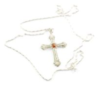 Kreuzanhänger an Kette 835/ooo Silber