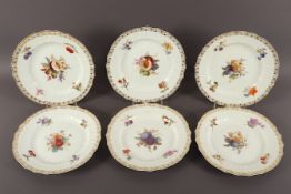Satz von sechs Desserttellern, Früchte, KPM Berlin, um 1910