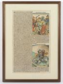 Blatt aus der Schedelschen Weltchronik, Holzschnitt, koloriert, R.