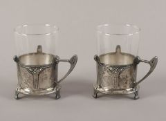 Paar Jugendstil-Teeglashalter, WMF, um 1900
