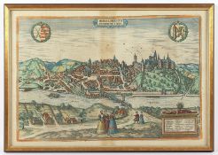 Meißen, kolorierter Kupferstich, Braun & Hogenberg, R.