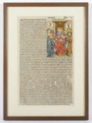 Blatt aus der Schedelschen Weltchronik, Holzschnitte, koloriert, R.