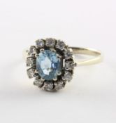 Brillant-Aquamarinring, 585/ooo WG, geprüft, 3,2g