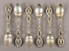 sechs Kaffeelöffel, Silber, deutsch, um 1840