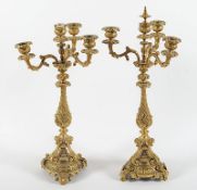 Paar vierflammige Kerzenleuchter, Bronze, deutsch, E.19.Jh.