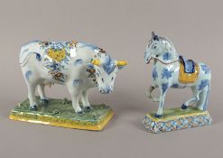 stehende Kuh und Pferd, Delft, um 1750