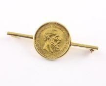 Münzbrosche, 585/GG, geprüft, 12,8g