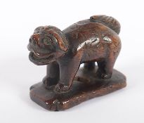 Netsuke im Mingei-Stil, Shishi, Weichholz, Japan, A.19.Jh.