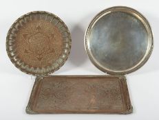 drei Tabletts, Metall (Kupfer, versilbert), Persien