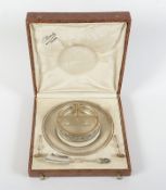 Gewürzkabarett, Glas, Silber, Etui
