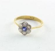 Safir-Diamantring, 750/ooo GG, 2,6g