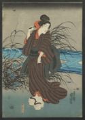 Farbholzschnitt, Utagawa Catching Fireflies in the Cool of the Evening (Suzumi no hotaru), Japan, R.