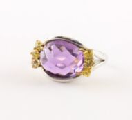 Amethyst-Safirring, 750/ooo Weißgold, 12,2g