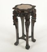Beistelltisch, Holz, beschnitzt, Marmorplatte, H 63, China, um 1900