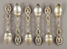 sechs Kaffeelöffel, Silber, deutsch, um 1840