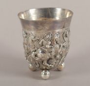 Kugelfußbecher, Silber , Hanau, E.19.Jh.