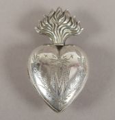 Votivgabe / Medaillon Flammendes Herz, Silber, Frankreich, 19.Jh.