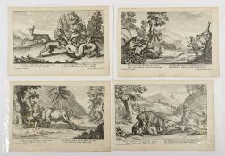 Wolff, J., vier Blätter Jagd, um 1730
