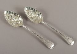 Paar Beerenlöffel, Silber 925/ooo, London, 1819