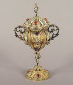 Deckelpokal, Silber geprüft, deutsch, E.19.Jh.