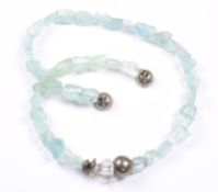 Aquamarinkette, Silber, Magnetschließe
