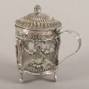 Senfgefäß, Silber, Glas, wohl Hanau, um 1880