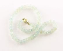 Aquamarinkette, 585/ooo  Gelbgold Schließe, 