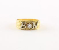 Brillantring, 750/ooo Gelbgold, Monogramm BN, 4,3g