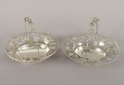 Paar Korbschalen, 925/ooo, London, 1901 und 1906