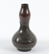 Vase in Form eines Doppelkürbis, Bronze, Japan, Meiji