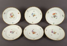 sechs Teller, Rocaille, Blumen, KPM Berlin, 20.Jh.