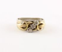 Diamantring, 750/ooo Gelbgold und Weißgold, 6,7g