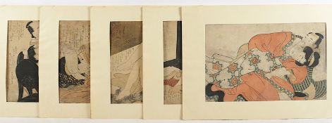 fünf Farbholzschnitte, Shunga, Japan, Edo / Meiji