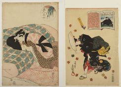 vier Farbholzschnitte, Toyokuni II, Toyokuni III, Kuniyasu und Eisen, Japan