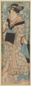 Farbholzschnitt, Keisai Eisen (1790-1848), Frau im Kimono, Japan