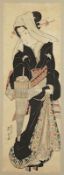 Farbholzschnitt, Keisai Eisen (1790-1848), Frau mit Schirm (Lady with umbrella), Japan