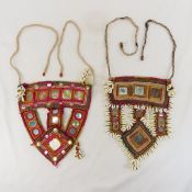 2 Vintage Indian Bajara Ox Face Cloths, Masks
