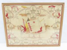 Antique Framed Souvenir Linen of the Great War