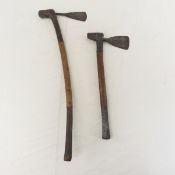 2 Zambian Carved Wood Handle Ceremonial Axes