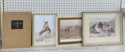 3 Framed Western Prints & Books by C.M. Russell